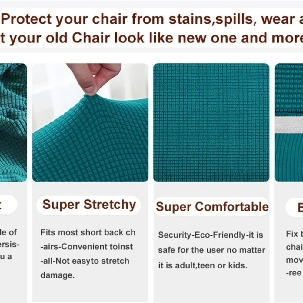 LELLEN Reusable Pub Counter Stool Chair Covers Set of 2 (PeacockBlue)
